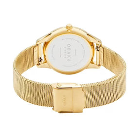 Obaku Smykke Gold Women's Petite Stainless Steel Wrist Watch with Small Case and Link Bracelet, Quartz Movement